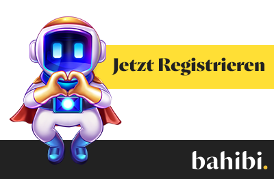 Spielfigur mit Herzgeste über dem Registrieren Button