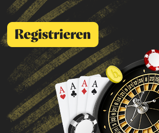 Registrieren Bereich mit Roulette und Spielkarten